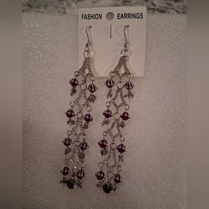 Fashion Jewelry Silver and Purple Chandelier Earrings